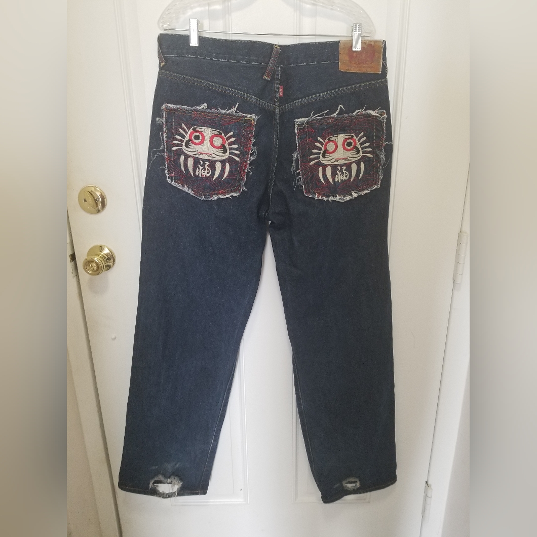 Y2k Red Monkey Company Embriodered JeansDamaged See Photos Y2k Red Monkey Company Embriodered JeansDamaged See Photos